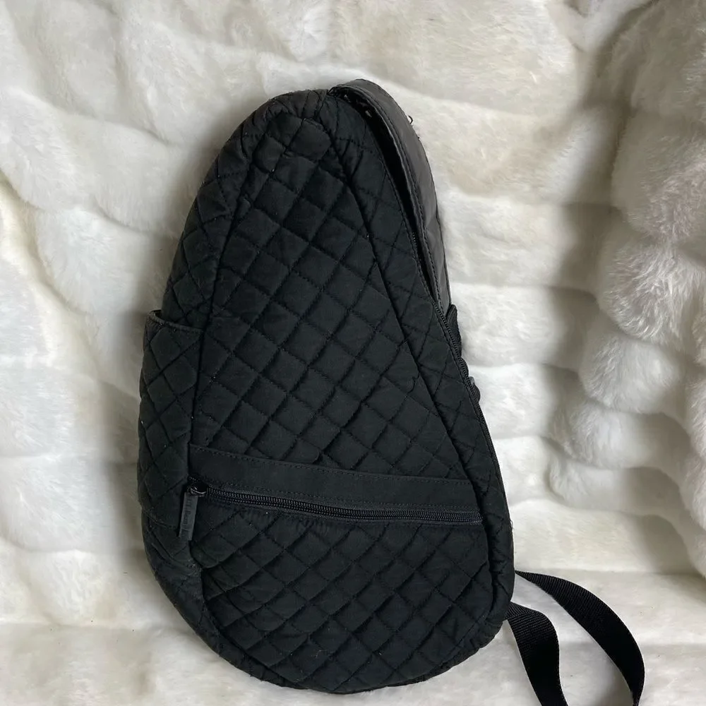 Black LL Bean AmeriBag Healthy. Back sling back black quilted